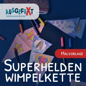 Superhelden-Wimpelkette: Malvorlage