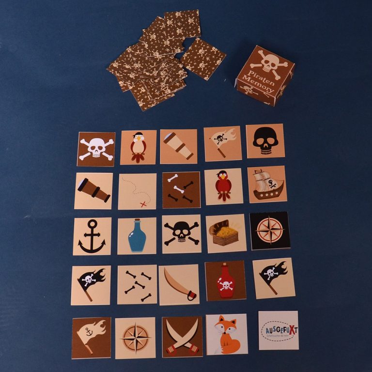 Piraten-Memory: Kostenlose Druckvorlage - AUSGEFUXT