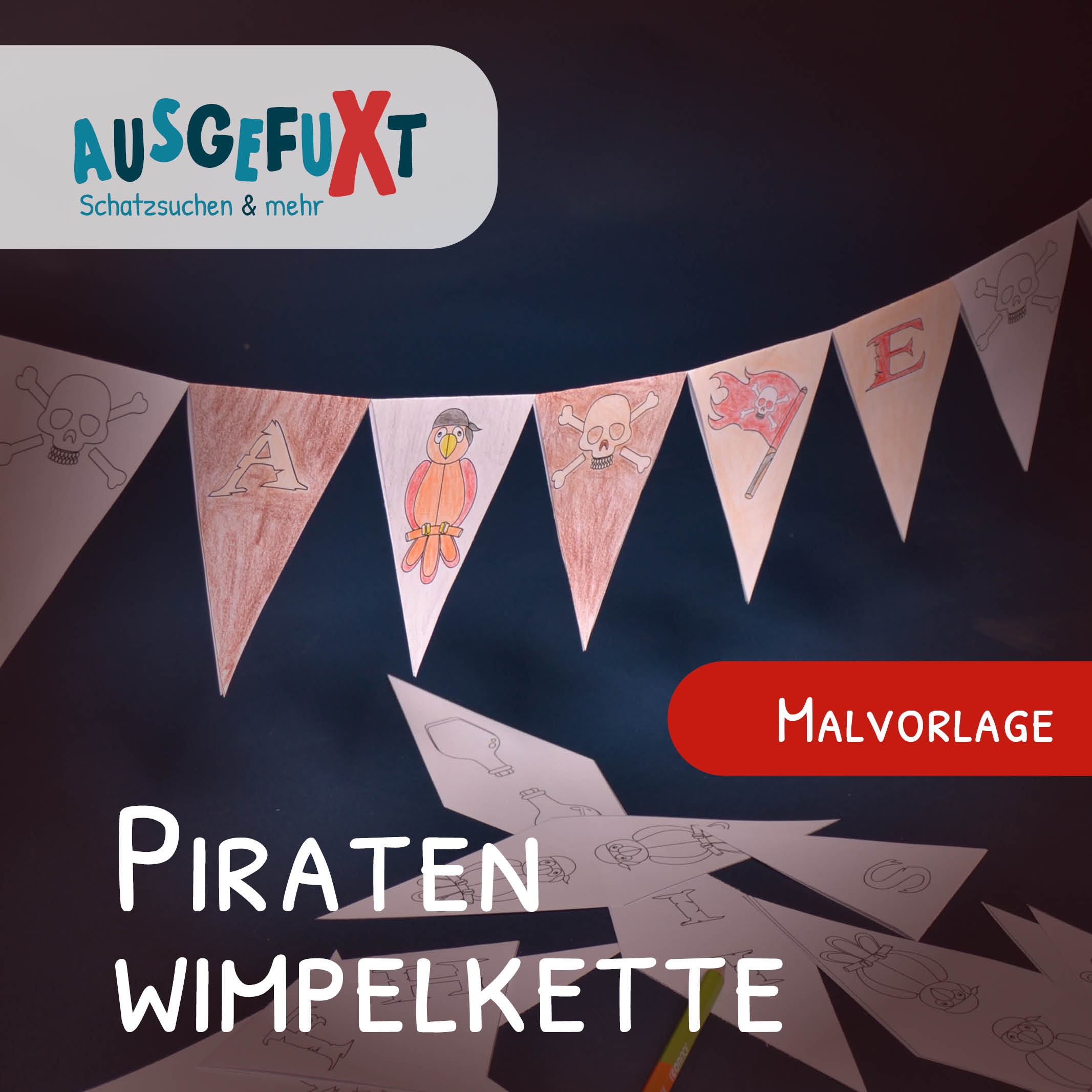 PiratenWimpelkette Kostenlose Malvorlage AUSGEFUXT