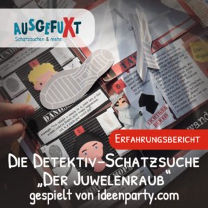 Die Detektiv-Schatzsuche „Der Juwelenraub“ gespielt von ideenparty.com