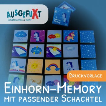 Einhorn-Memory mit passender Schachtel