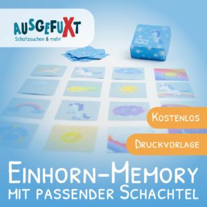 Einhorn-Memory mit passender Schachtel basteln