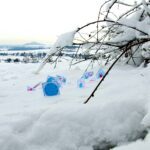 Die Schneeflocken draußen versteckt