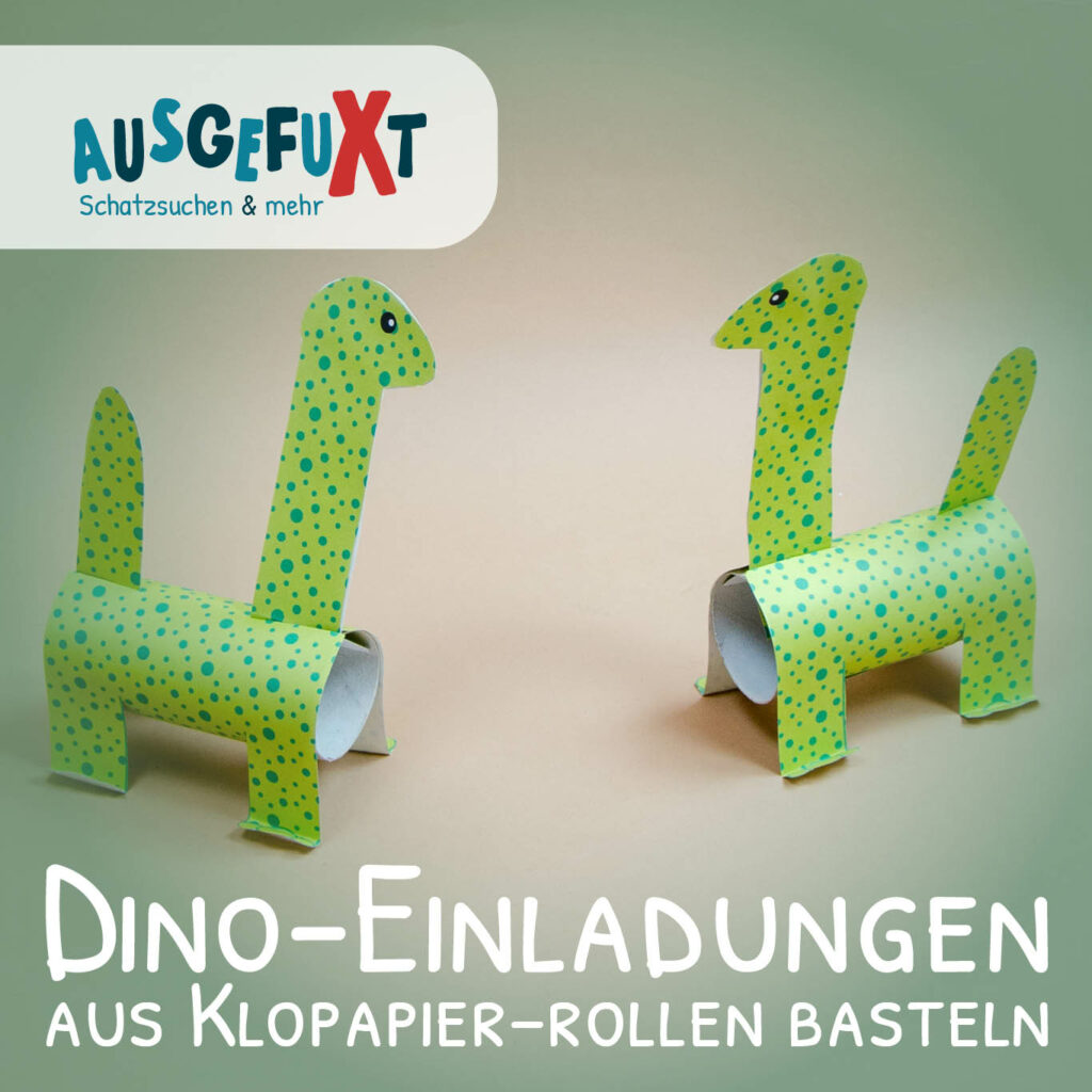 Dino-Einladungen aus Klopapierrollen basteln