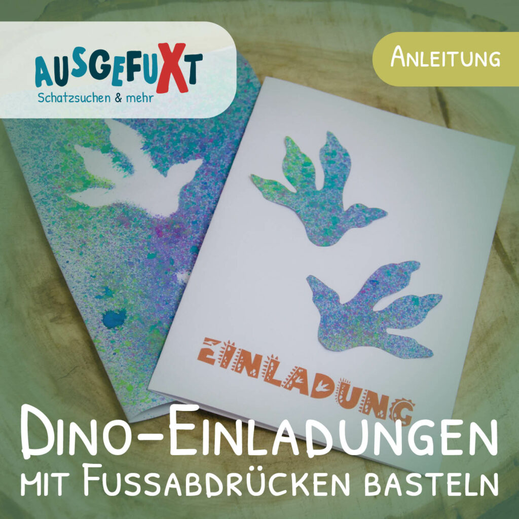 Dino-Einladungen mit Fußabdrücken verzieren