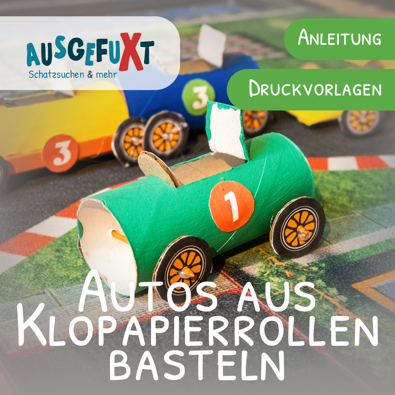 Autos aus Klopapierrollen basteln - Anleitung & Druckvorlagen