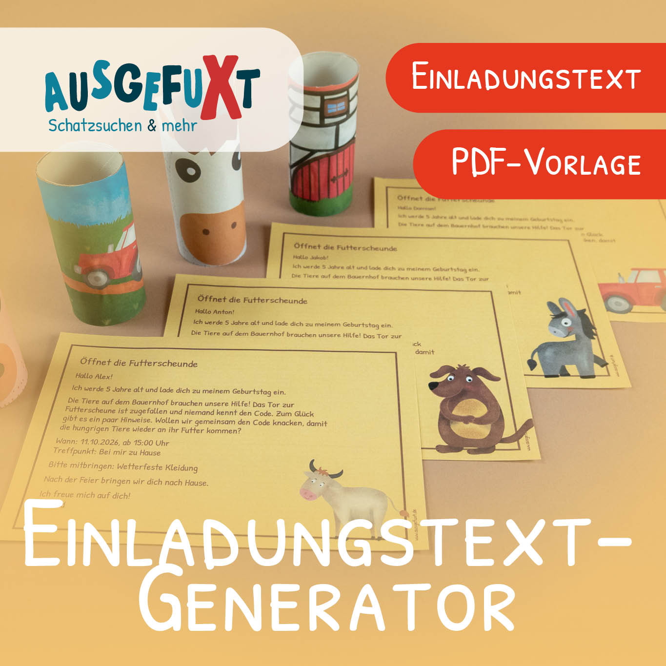 Bauernhof-Einladungen erzeugt mit dem Einladungstext-Generator Bauernhof-Einladungen erzeugt mit dem Einladungstext-Generator