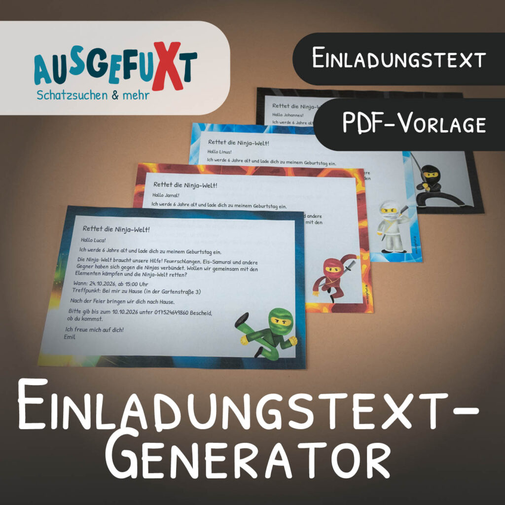 Ninja-Einladungen erzeugt mit dem Einladungstext-Generator Ninja-Einladungen erzeugt mit dem Einladungstext-Generator